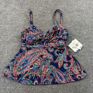 American Beach Paisley Tankini Swim Top Size 10 NWT $56
